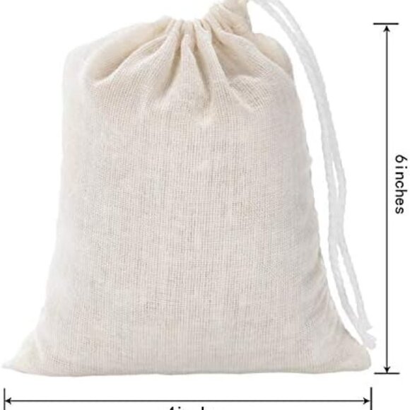 50 Pieces 4 x 6 Inches Muslin Cotton Drawstring Bags Canvas Linen Sachet Bag Reu - Picture 2 of 6